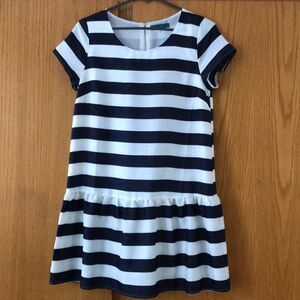 Pim + Larkin navy/white stripe mini ruffle dress S